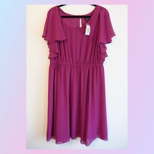 Torrid Fuschia Flutter Sleeve Skater Dress
